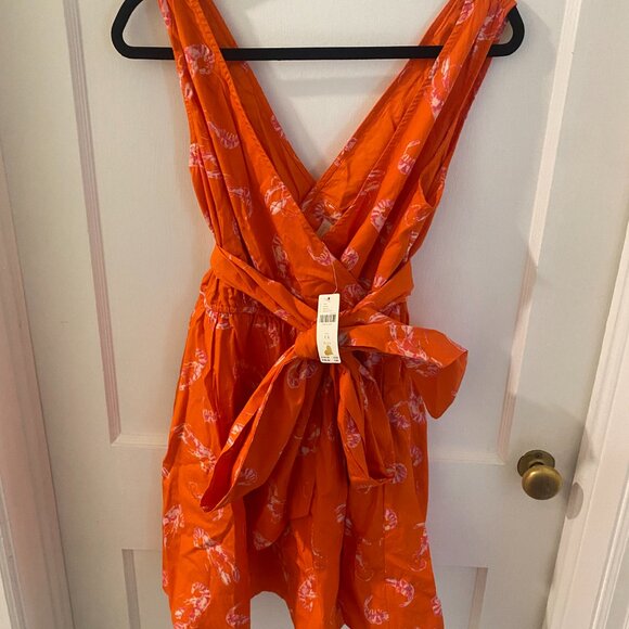 NWT Maeve - Anthropologie - Flirty Wrap Mini Dress LP Crawfish Pattern - Picture 8 of 8
